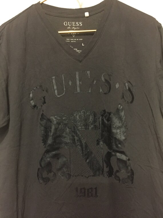 Guess Retro 90s 1990s T shirt large jeans black un