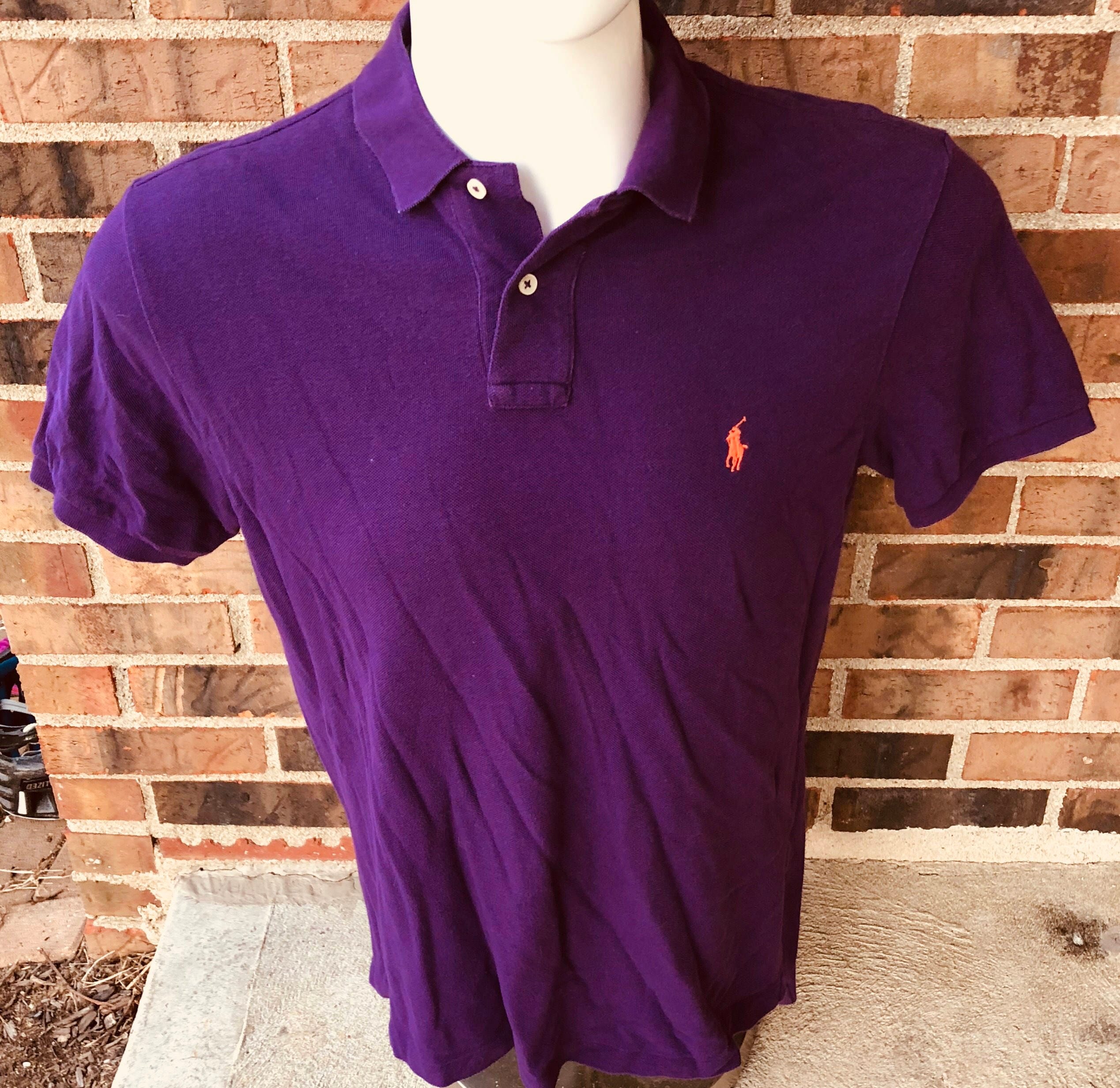 Polo Ralph Lauren Vintage Purple Shirt Orange Pony Polo Sport - Etsy