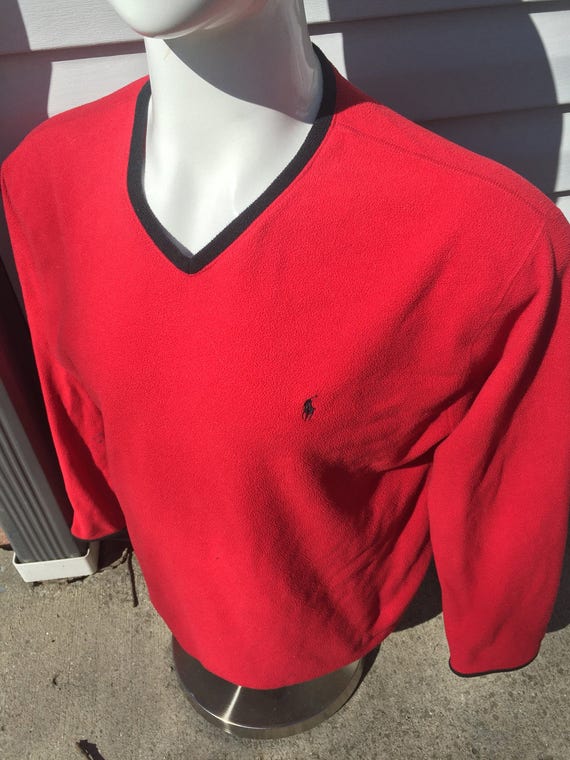 Polo Sport red vneck fleece sweater sweatshirt XL… - image 4