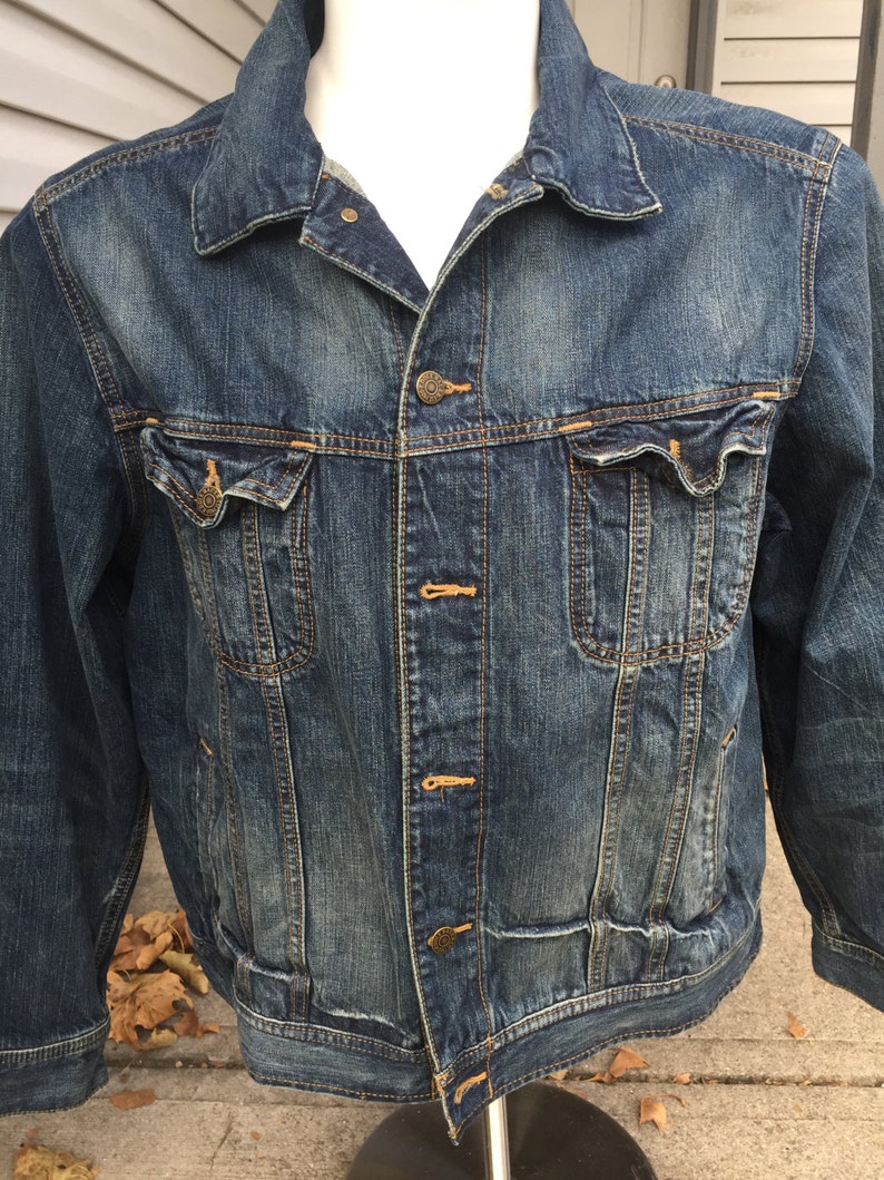 Eddie Bauer Jean Jacket Denium Size XL Men's Fashion Retro 80's 90's