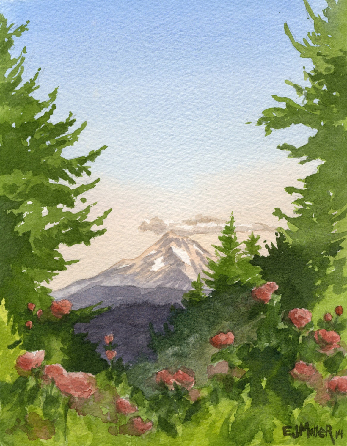 Mt. Hood Art Print Oregon Wall Art Portland Rose Garden Art | Etsy