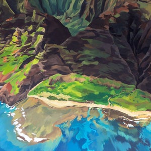 Na Pali Hawaii Art Print - Kauai beach painting, Nualolo Kai, Hawaii beach artwork, Na Pali coast Kauai, Hawaii wall art, Kauai art print