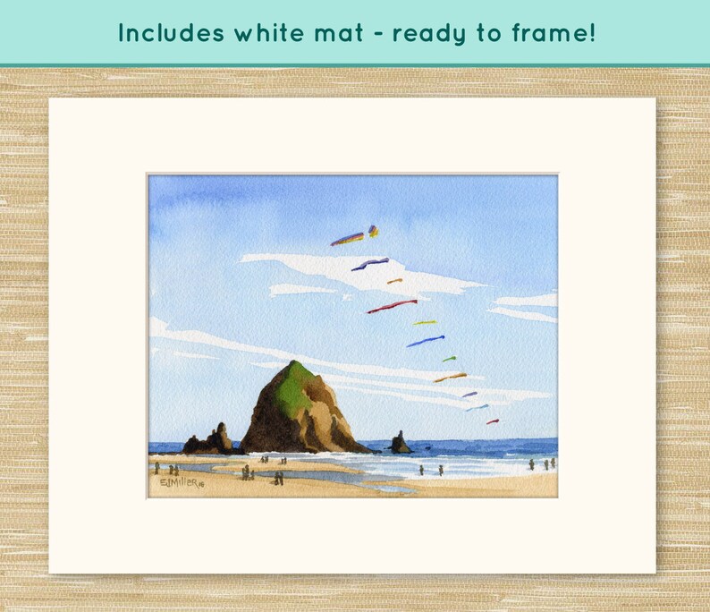 Haystack Rock Cannon Beach Art Print Oregon Watercolor Etsy
