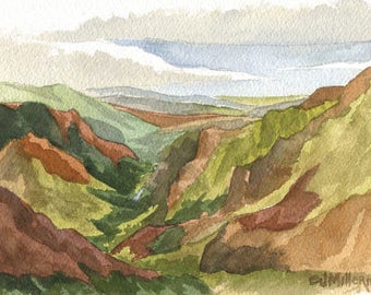 Waimea Canyon Watercolor Art Print – West Side Kauai Hawaii Wall Art