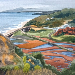 Torrey Pines California art print, San Diego wall art, California beach painting, Torrey Pines artwork, Torrey Pines beach watercolor