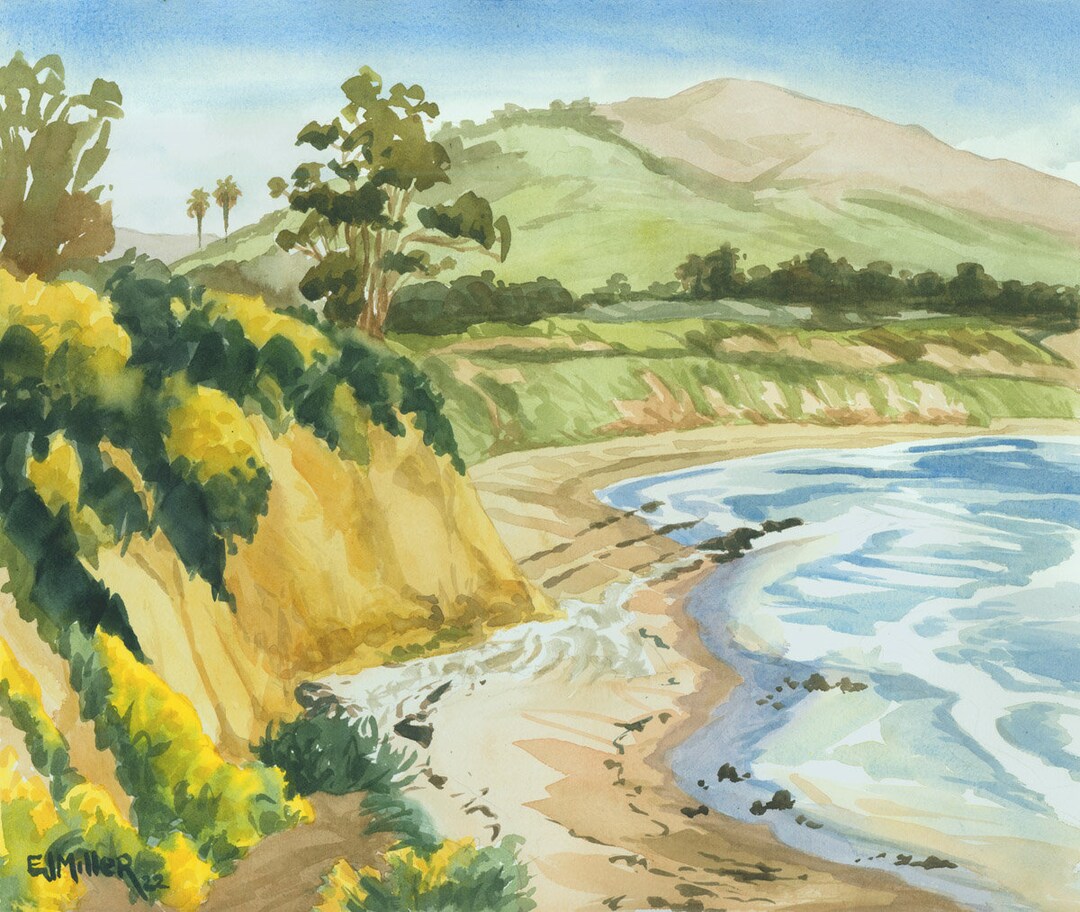 Carpinteria California Art Print, Santa Barbara Watercolor, California