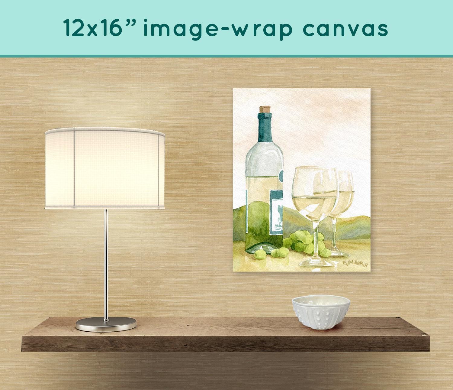 White Wine Art Print, Wine Country Painting, Wine Grapes Artwork