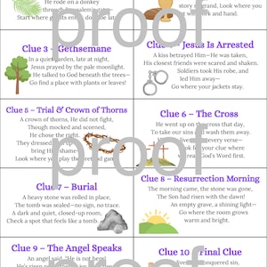 Christian Easter Story Scavenger Hunt for Kids (5+) 10 clues