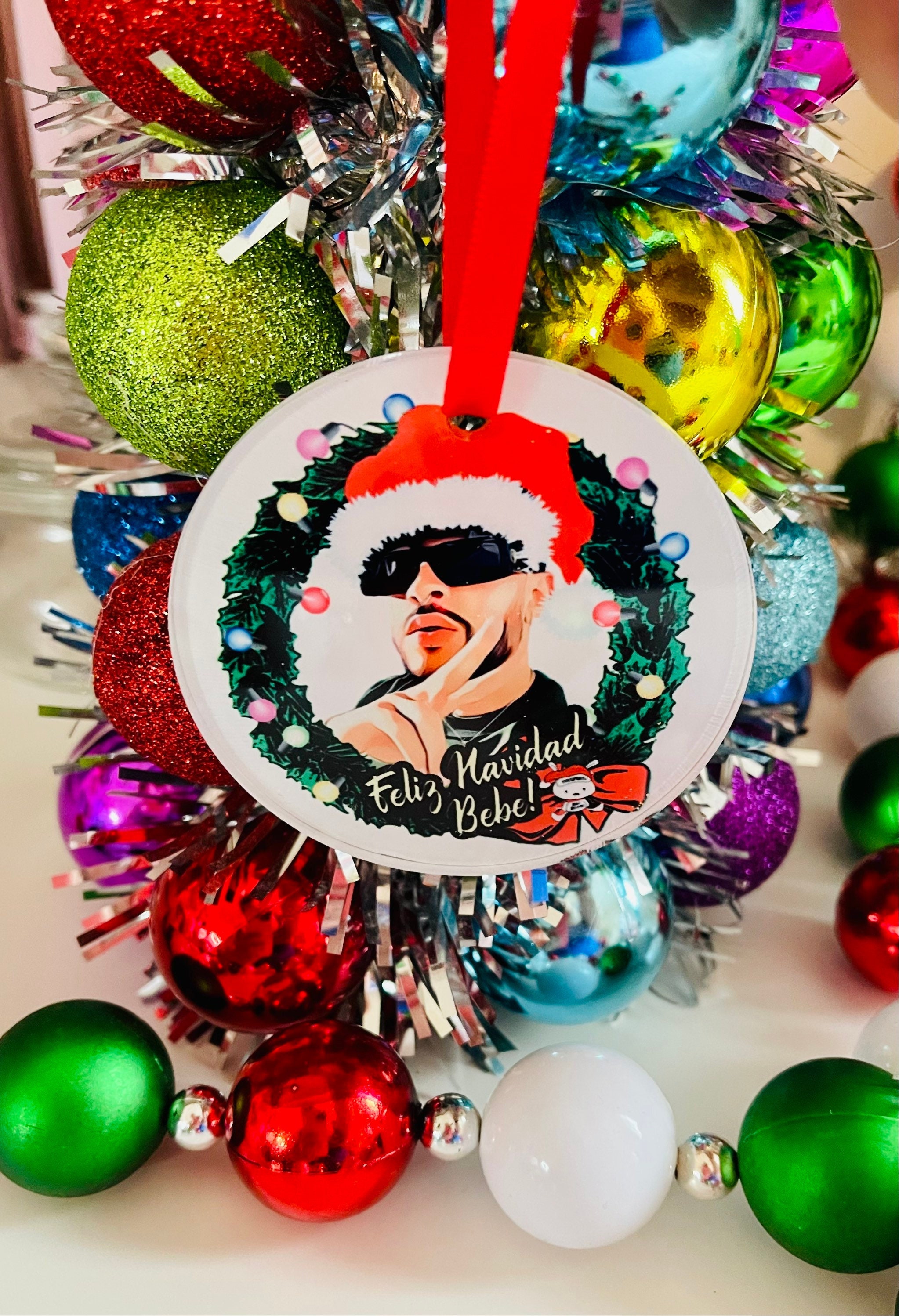 Bad Bunny Ornament , Bad Bunny Christmas , Feliz Navidad Bebe