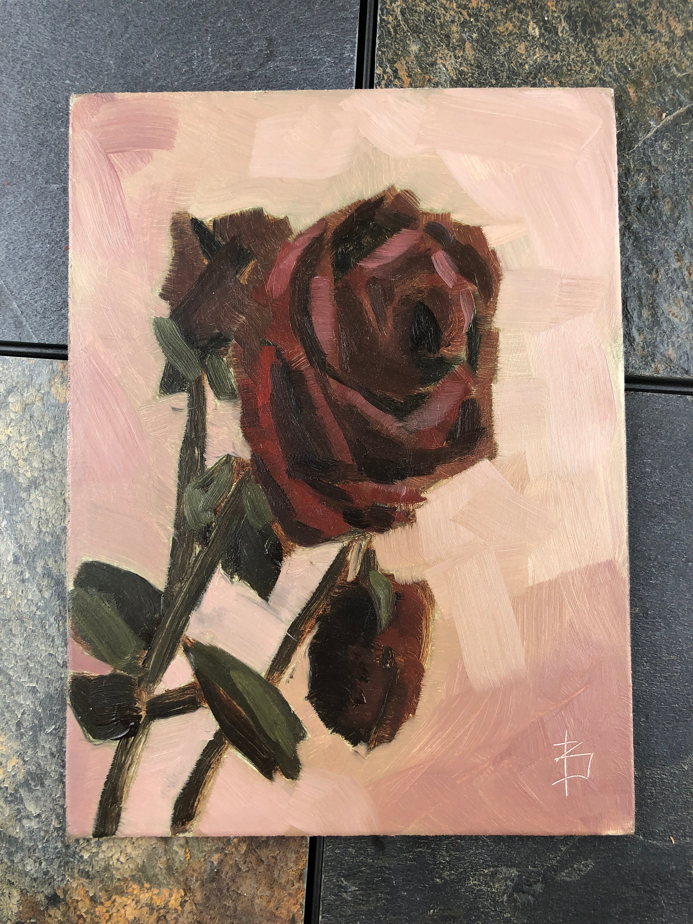 Red Rose 6x8 Inch Flowers Alla Prima Oil Painting on 1/4” Wood ...