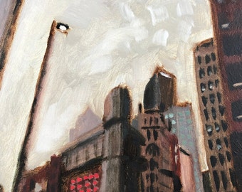 Wood street subway station downtown Pittsburgh cultural district alla prima oil painting on 1/4” wood hardboard panel l