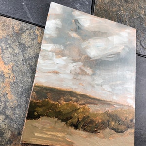 Vallée de la rivière Pittsburgh Monogahela avec des nuages gonflés dans le ciel alla prima peinture à l'huile sur panneau de bois dur l image 3