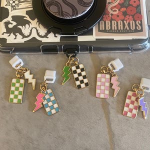 Checkerboard Dust Plug Charm: Type C USB Kindle/Phone Charm