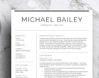 Professional Resume Template, Cover Letter, CV Template (Digital Download)