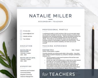 Teacher Resume Template, Cover Letter, CV Template (Digital Download)