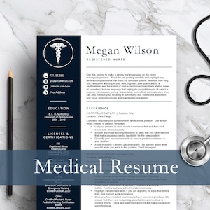 Nurse Resume Template for Word & Pages | 1 and 2 page resume template, cover letter, icon set | Medical Resume | Instant Download