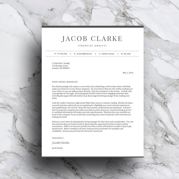 classic resume template for word pages 1 and 2 page resume etsy