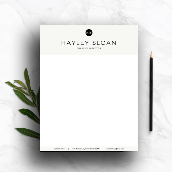 Stationary for Word & Pages (A4 and US Letter) | gray personalized letterhead | letterhead template | business template | instant download