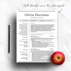 May include: A resume template for a secondary teacher. The template includes sections for expertise, profile, education, teaching experience, and certification. The template is designed to help teachers create a professional and effective resume.