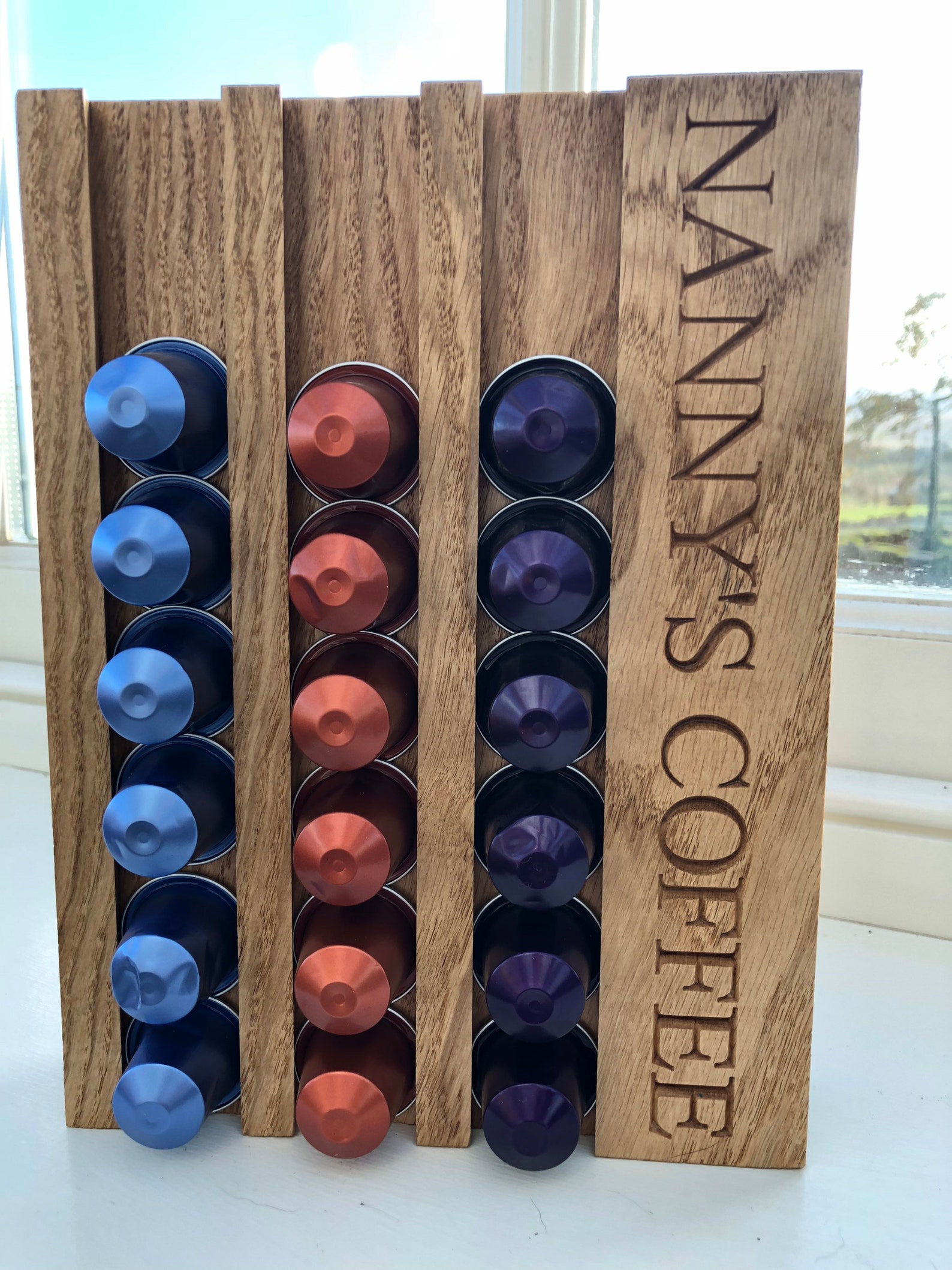 Nespresso® Coffee Pod Holder Solid Oak and Stainless Steel Etsy UK