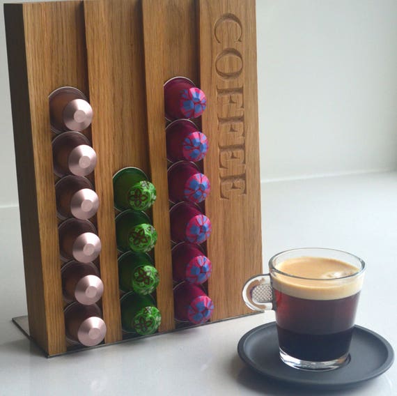 Nespresso Coffee Pod Holder Solid Oak And Stainless Steel Etsy