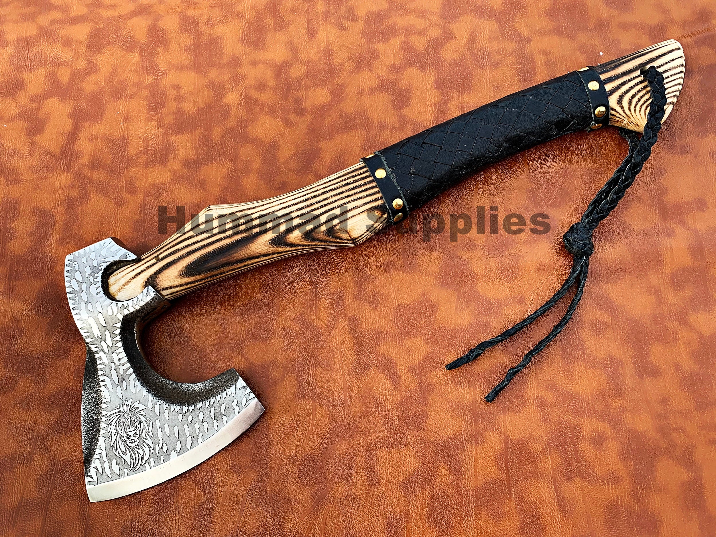 Viking Hand 1095 High Carbon Steel Axe With Leather Etsy