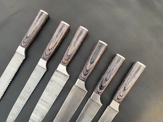 6 pcs Beautiful Newly Design Custom Made Damascus Steel Chef Knives Setgift for himgift for herfathers day gift