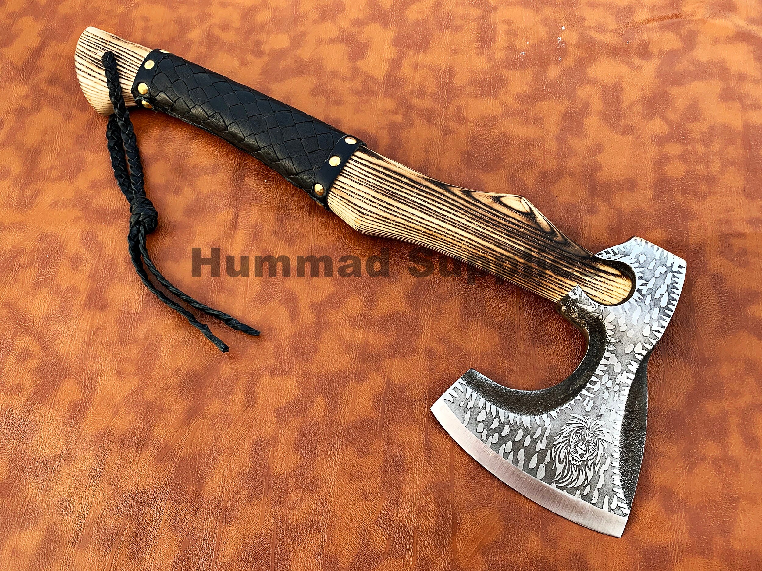 Viking Hand 1095 High Carbon Steel Axe With Leather Etsy