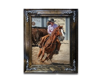 Handmade Victorian Style Picture Frame – Walnut Finish, Silver Baroque Corners