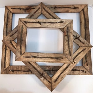 Barbed Wire Picture Frame, Handmade Distressed Frame with Rusty Barb Wire. image 5