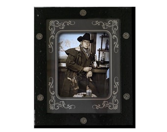 Black Western Frame with Silver Buckshot, Wooden Frame, Rustic picture frames