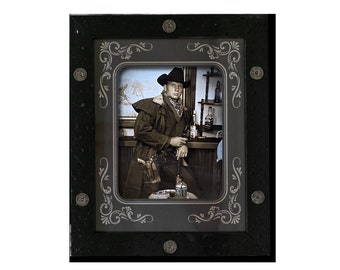 Black Western Frame with Silver Buckshot, Wooden Frame, Rustic picture frames. Mat not included