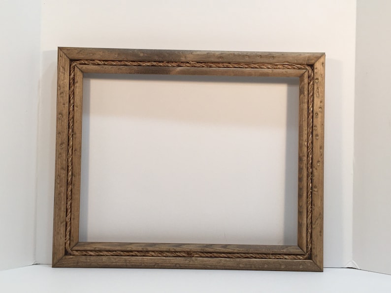 Braided Rope Picture Frame. Rustic Distressed Wood & Rope Etsy