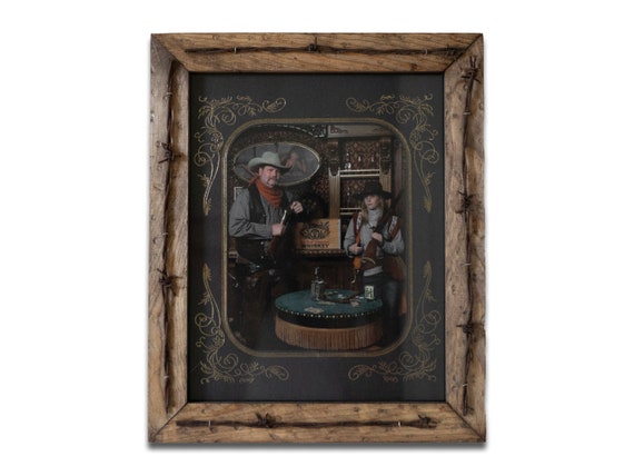 Barbed Wire Picture Frame, Handmade Distressed Frame With