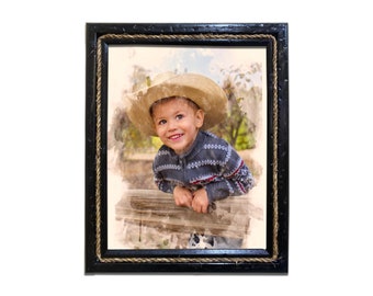 Black Braided Rope Picture Frame, Rustic Coastal Photo Display