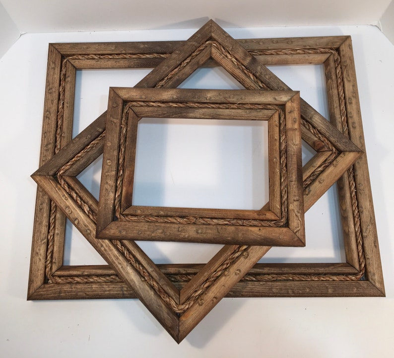 Braided Rope Picture Frame. Rustic Distressed Wood & Rope Etsy