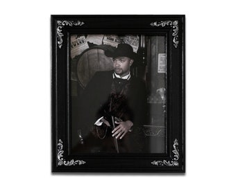 Victorian Style Black & Silver Frame - Handmade, Vintage Frame, Antique Picture Frame, Silver Baroque Corners