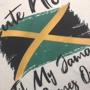 Ladies Jamaica Flag T-shirt Cute Now... 'Til My Jamaican Comes Out Womens White Crew Neck Short Sleeve Shirt Top S-XXL Kingston Carribbean image 2