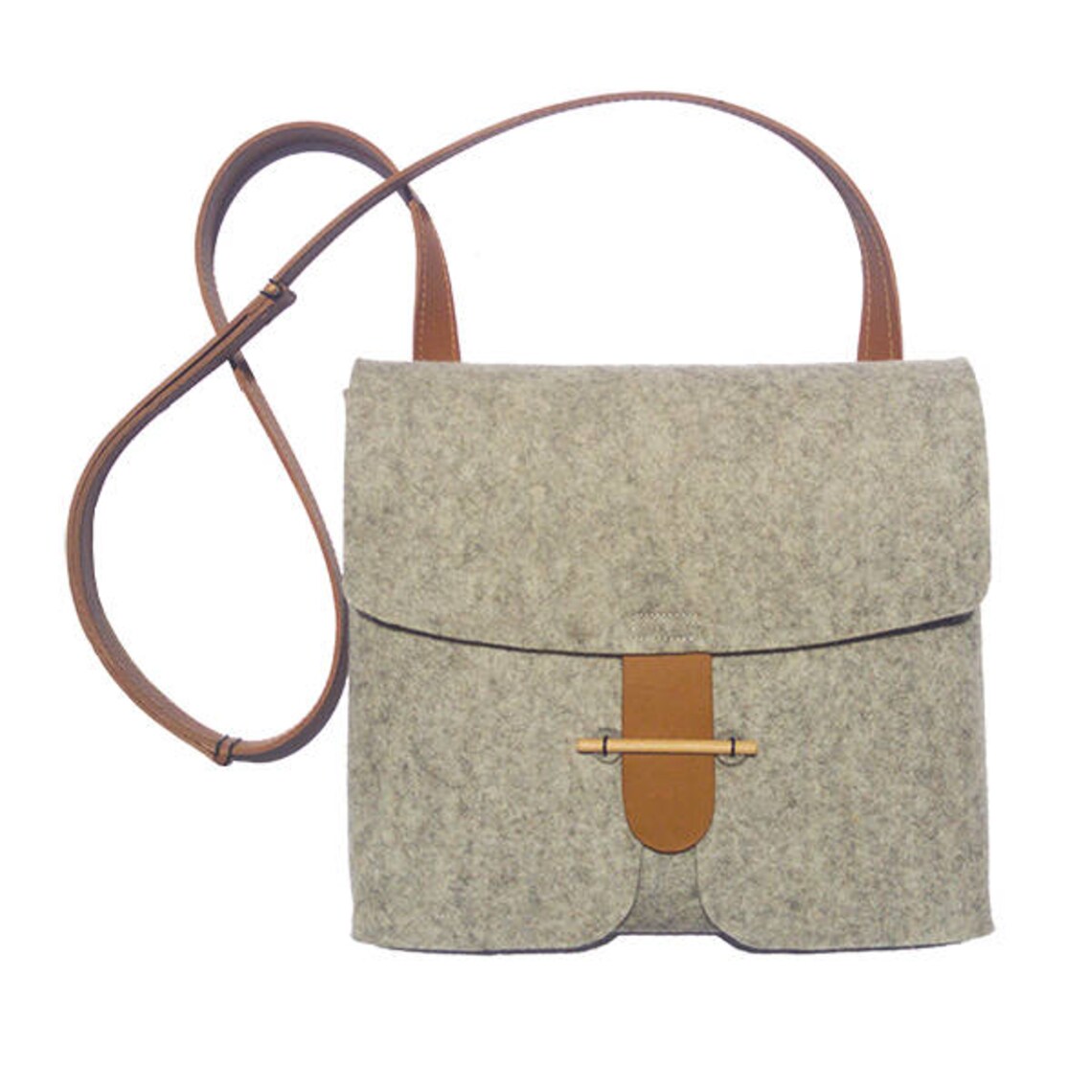 NEWFelt crossbody bag with leather straps made of natural Etsy