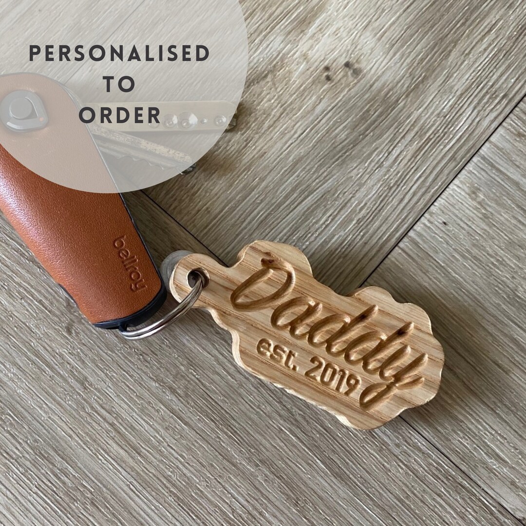 Personalised Wooden Key Ring | Custom Keyring | Key Fob | Ash Beech Oak ...