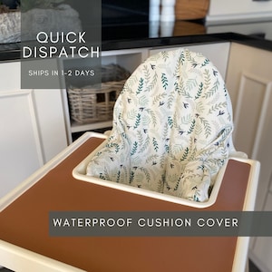 Waterproof and Wipeable IKEA Antilop Highchair Cover | Ready To Ship | High Chair Cushion Cover | Botanicals on White Print