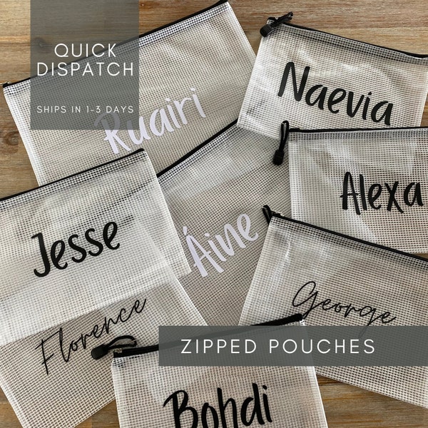 Personalised Zip Wallet, Water Resistant Pouch, Organiser Pouch, Bag set, Hospital bag, Baby bag, Nappy Bag Organiser, Snack Bag