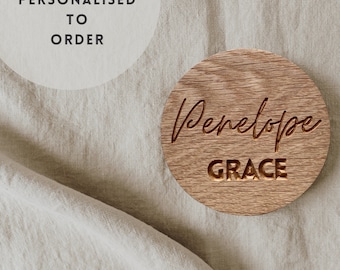 Baby Announcement Disc | New Baby | Baby Photoshoot | Newborn Baby | Engraved Baby Plaque | Social Media Photo Prop | Baby Name Disc