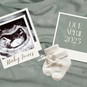 Digital Pregnancy Baby Announcement | Pregnancy Reveal | Editable Baby Reveal | Social Media Reveal | Gender Neutral - Sage Simple