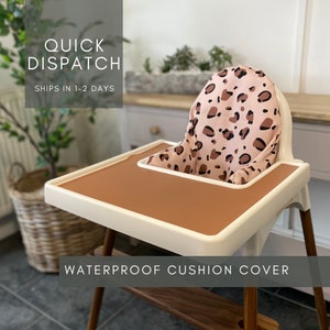 Waterproof and Wipeable IKEA Antilop Highchair Cover | Ready To Ship | High Chair Cushion Cover | Neutral Leopard Spots Print