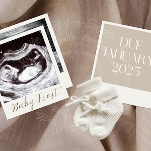 Digital Pregnancy Baby Announcement | Pregnancy Reveal | Editable Baby Reveal | Social Media Reveal | Gender Neutral - Beige Simple