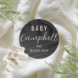 Digital Pregnancy Baby Announcement | Pregnancy Reveal | Editable Baby Reveal | Social Media Reveal | Gender Neutral - Black Ash Circle