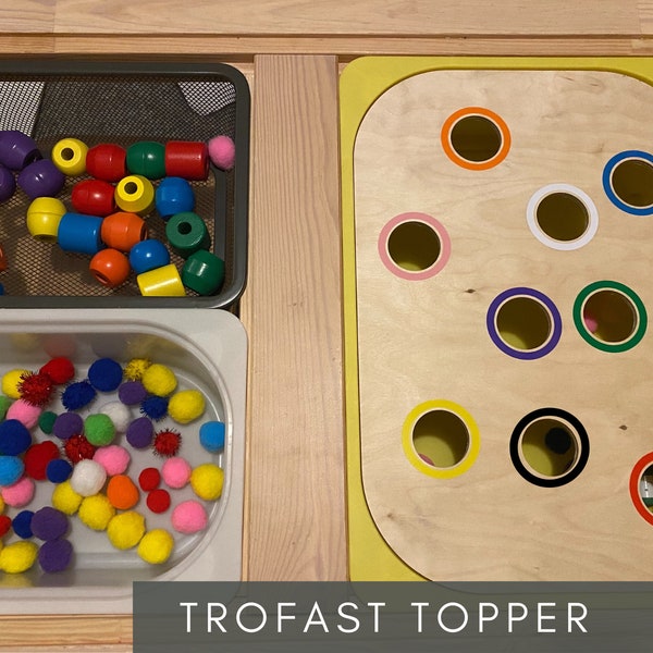 Topper IKEA Trofast di grandi dimensioni / Coperchio dei fori colorati / Giochi sensoriali / Giochi Montessori / Vassoio di attività