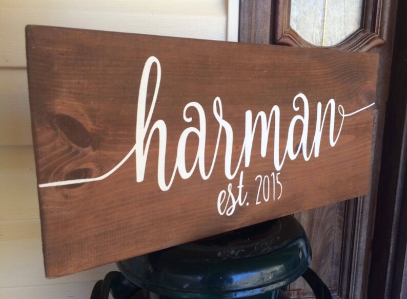 Last Name Wood Sign Custom Personalized Established Est Year Etsy