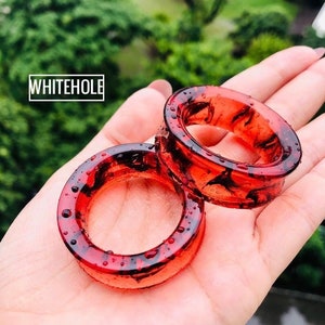 Plugue Tunnel [Cor de fumaça vermelha/preta] - Plugues Personalizados/Plugues Fumê/Plugues Resina/Halloween/Plugue de Halloween/Cor de Sangue